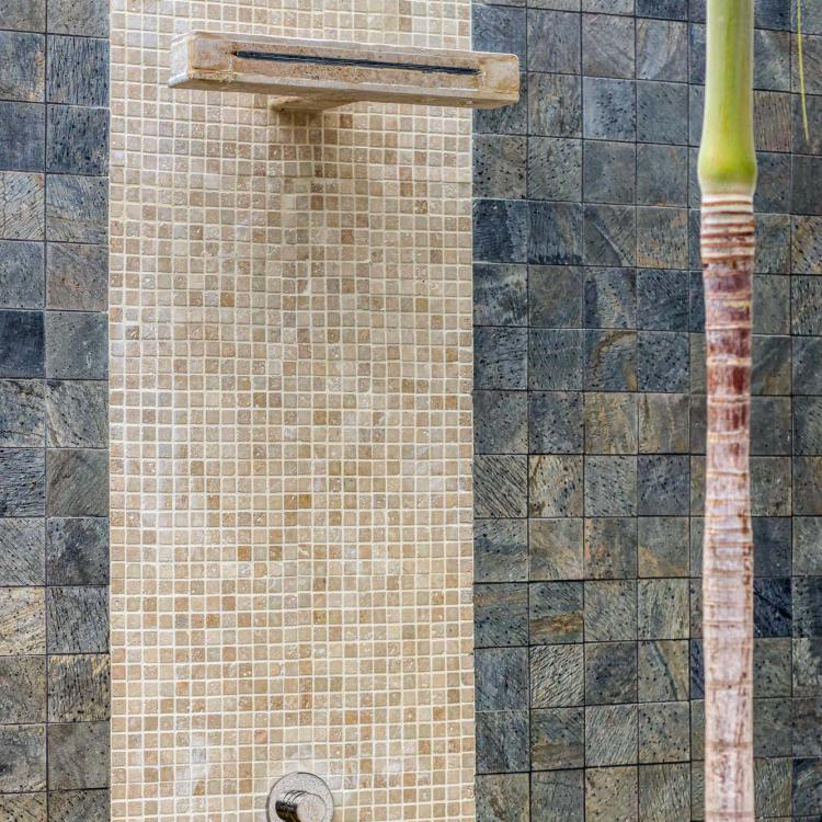 Outdoor shower detail : hot and cold water.